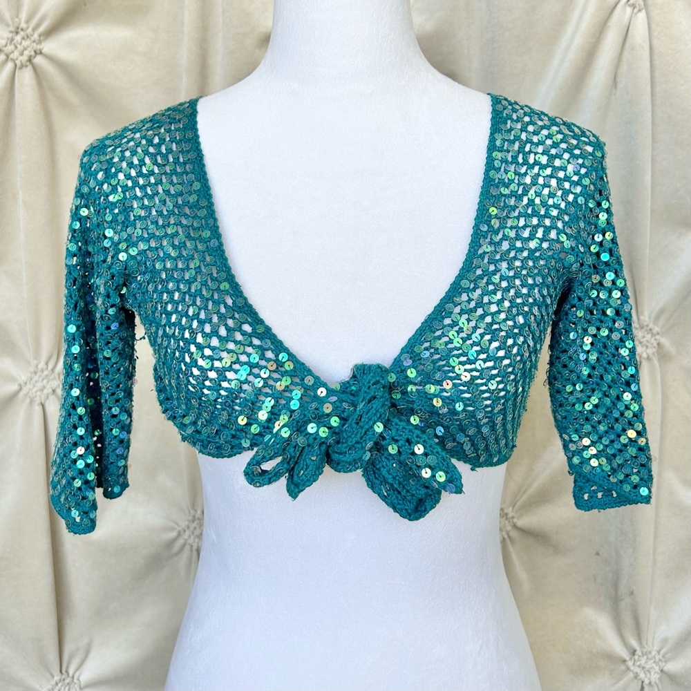 ❌SOLD❌ Y2K INC Cropped Sequin Knit Cardigan